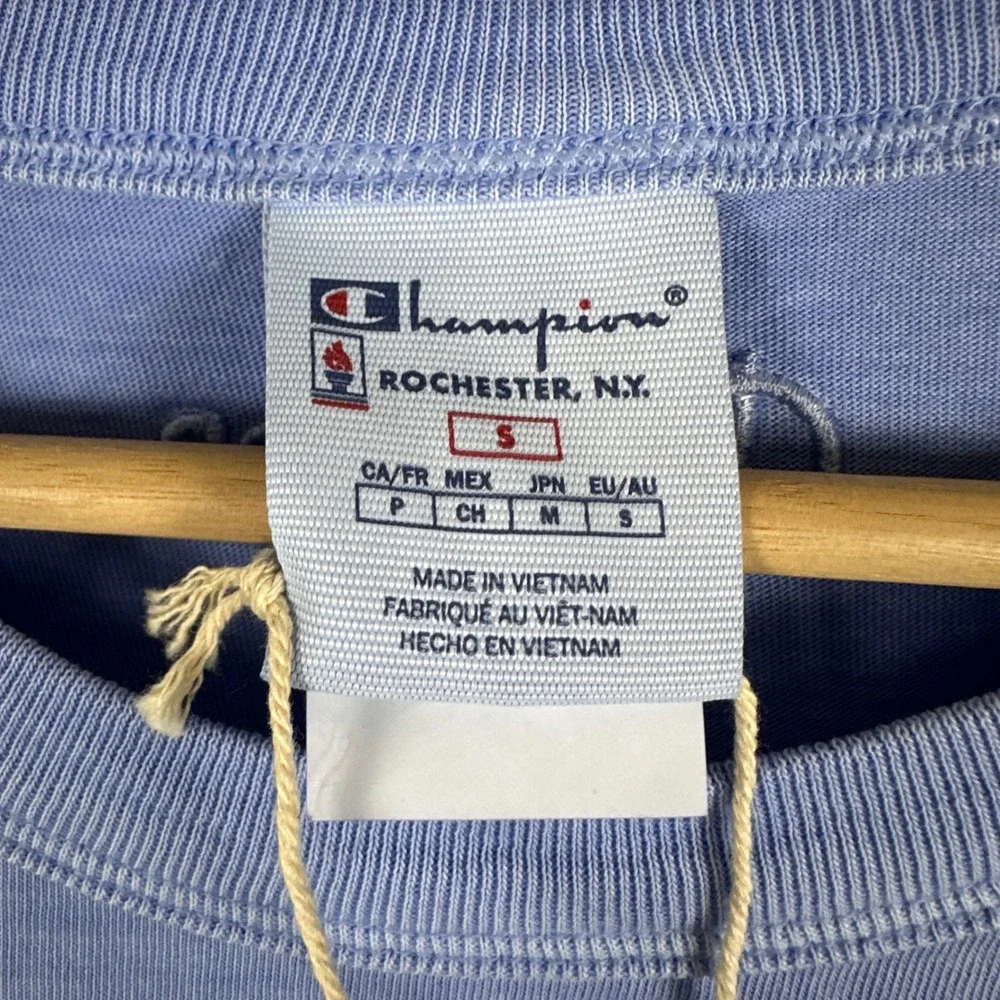 Champion Men's S Sleeveless Shirt Blue Muscle Tee Cotton Embroidered Logo NEW